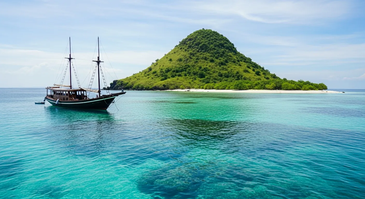 Boat anchored off Kelor Island
