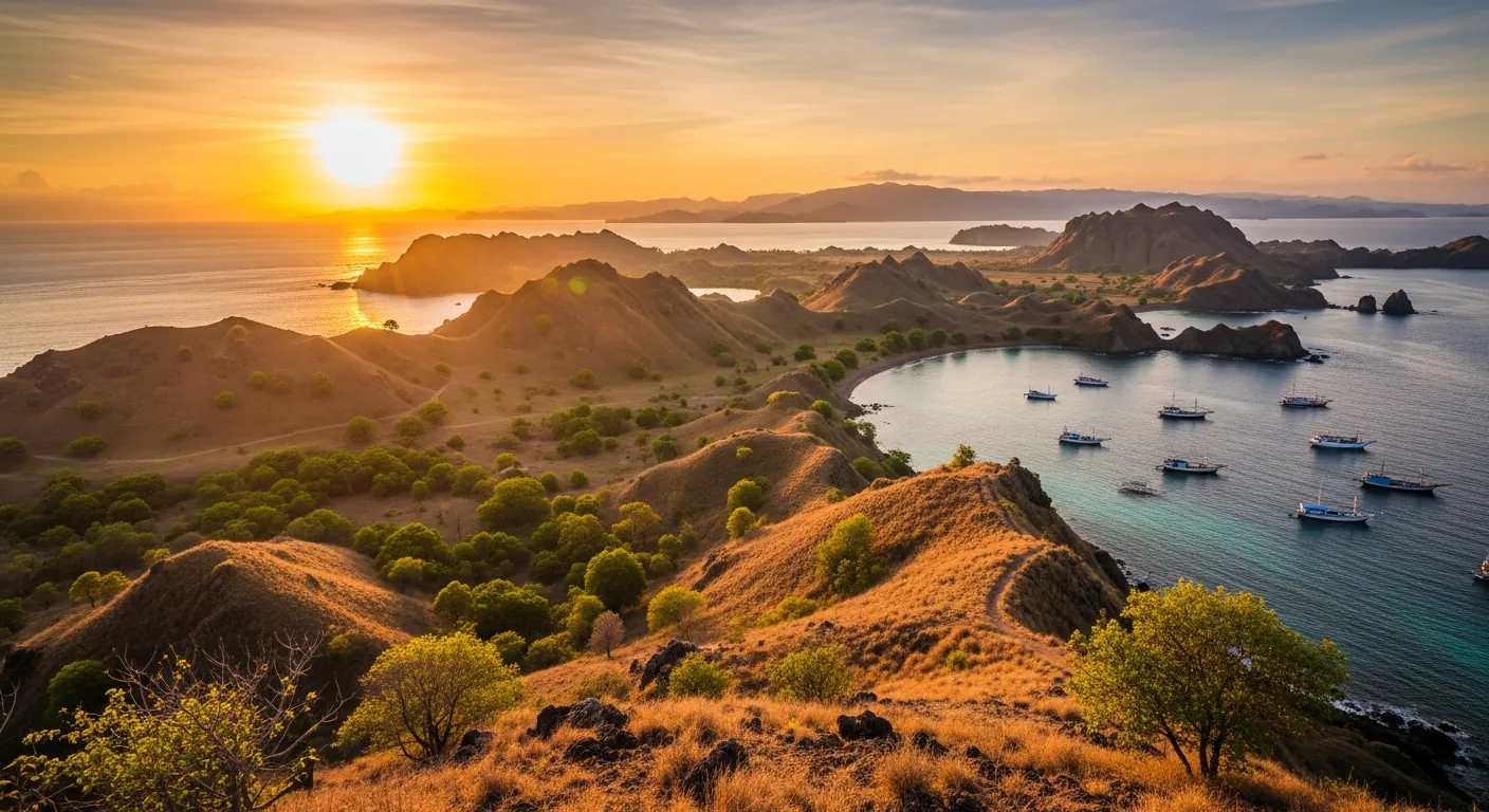 Panoramic view over Flores and Rinca from Kelor