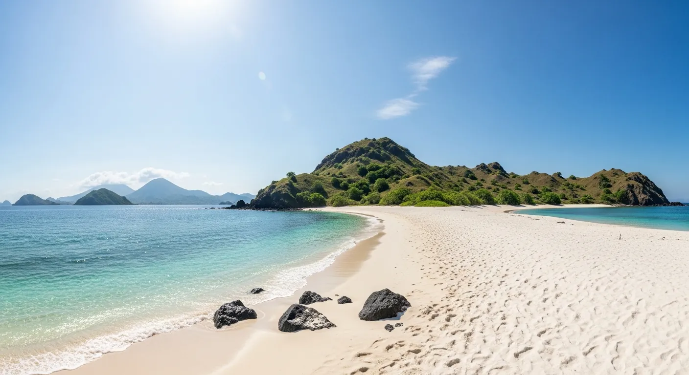 White sand beach on Kelor Island